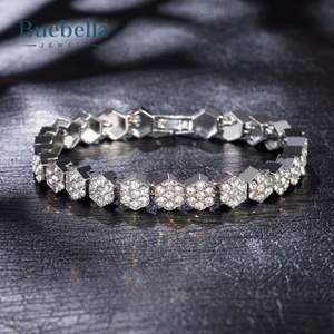8mm 18K White Gold 925 <b>Sterling</b> <b>Silver</b> VVS Moissanite Diamond Hexagon Tennis <b>Bracelet</b> for <b>Men</b> - Product Image 4
