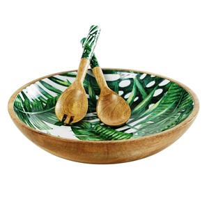 Juego de Cuencos Decorativos Pequeños de Madera de Mango Verde Hechos a Mano con 2 Espátulas, Utensilios Sostenibles Aptos para Congelador - Product Image 1