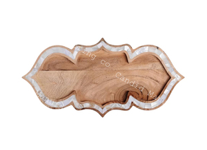 Venta caliente estilo árabe Eid Ramadan regalos Acacia madera madre de perla incrustaciones árabe bandeja para servir fregona bandeja decorativa Ramadán - Product Image 6