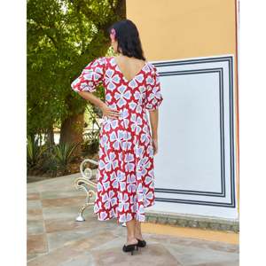 Robe de soirée Sanganer style bohème décontracté, taille unique/XS, en viscose respirante, longueur ras du sol, motif uni, taille naturelle, approvisionnement ODM - Product Image 2