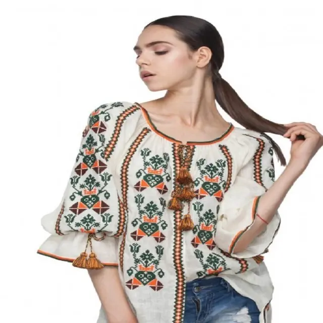 Ukrayna işlemeli özel Charm Vintage bak kadınlar bluz artı boyutu romence halk kostüm hindistan'da yapılan Bold Boho Lady Top