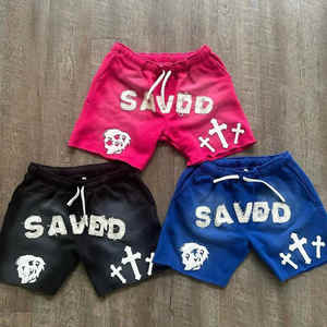 Parches bordados personalizados de alta calidad, apliques, estampado lavado al sol, pantalones cortos desteñidos, borde cortado, dobladillo crudo, pantalones cortos de sudor - Product Image 1