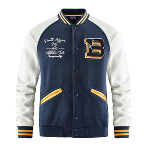 Chaquetas Universitarias de Talla Grande para Hombre con Cuello Alto, Logotipo Personalizado y Letra Lisa, Chaqueta Universitaria Lisa al por Mayor para Hombre - Product Image 1