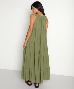 Attrayant 2025 rayonne tissu dames longue Maxi robe femmes décontracté sans manches col en v Tayer robe de plage pour les femmes - Product Image 4