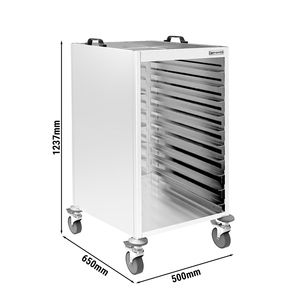 Chariot à plateaux de pâtisserie - Acier inoxydable - 18 niveaux - pour 18 plateaux de 530x370mm - avec roulettes freinables silencieuses - Product Image 5