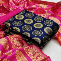2026 Ensemble 3 pièces non cousu pour femme, style ethnique pakistanais d'été, en soie et coton, avec motif brodé, Salwar Kameez non cousu