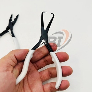 Kit d'outils pour extensions de cheveux : pinces en acier inoxydable pour micro-perles, pose et retrait, logo personnalisé, noir avec poignée blanche - Product Image 4