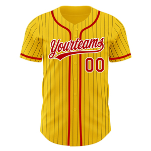 Maillot de baseball club personnalisé de couleur jaune avec col en V demi-manches Spandex fait vêtements de sport t-shirts Logo privé - Product Image 2