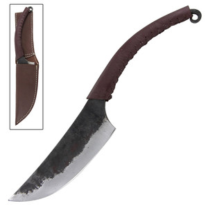 Vente chaude Antique Médiéval En Acier Au Carbone Couteau De Cuisine Forgé À La Main Couteau De Fête En Cuir Enveloppé Poignée pour Camping OEM - Product Image 4