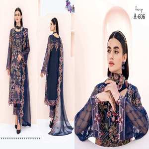 Marca Ramsha 2023, traje de fiesta de boda de 3 piezas de gasa bordado pesado Salwar Sari Lawn para mujer, diseño largo para adultos paquistaní - Product Image 2