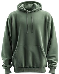 Sudadera con capucha verde oliva de gran tamaño para hombre con bolsillo canguro diseño de hombro caído ropa de calle informal de lana suave - Product Image 1