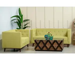 Ensemble de canapés en bois Kusum art pour votre belle maison avec du cuir pur et une taille et une couleur personnalisées