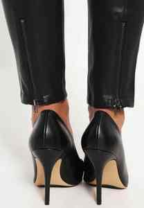 Pantalones de tubo de PU Pantalones de mujer de cuero elástico de cintura alta Pantalones de pierna recta de cuero PU sólido ronpex de alta calidad - Product Image 4