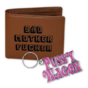 ชุดกระเป๋าสตางค์หนังและพวงกุญแจใส่เหรียญลายพูลป์ ฟิกชั่น และคิลล์บิล - Product Image 1