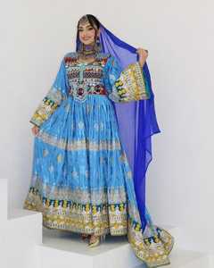 ชุดเดรสคาชิอัฟกานวินเทจทำด้วยมือชุดเดรสลำลองปักลายวัฒนธรรมผ้า Pashtun แบบดั้งเดิมสำหรับผู้หญิงสวมใส่ในงานเทศกาล - Product Image 3