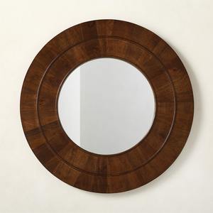 Hot selling Walnut <b>Wood</b> Round Wall <b>Mirror</b> 36" - Product Image 6