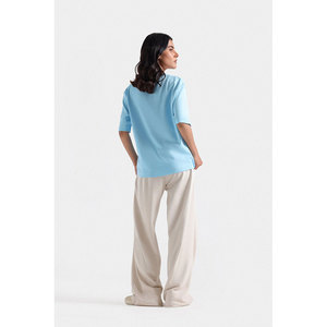 T-shirts surdimensionnés pour femmes chemise décontractée d'affaires col rond hauts à manches courtes coupe ample - Product Image 5