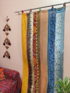 Cortina de ventana de lazo Sari de seda multicolor de estilo Vintage moderno, decoración del hogar, cortinas, cenefas para dormitorio, sala de Estar, comedor - Product Image 2