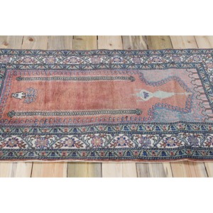 Tapis vintage 2,8 x 4,4 pieds, petit tapis turc, tapis en laine à motifs floraux orange et vert - Product Image 3