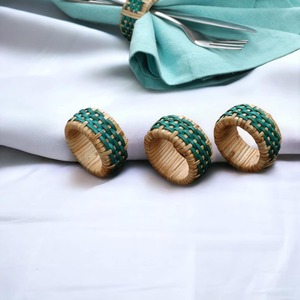 Anneaux de serviette uniques en bambou et rotin-Cuisine de ferme et paramètres de table d'extérieur (faits à la main en Inde) - Product Image 4