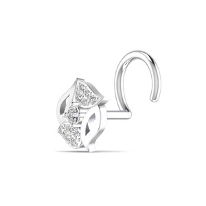 18KT Yellow Rose & <b>White</b> <b>Gold</b> Fine Body Jewelry 0.07CT Lab Grown Diamond Leafy Shaped <b>Nose</b> <b>Ring</b> for Women Wedding Occasion - Product Image 2