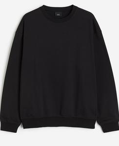 Noir chiné Bland manches longues côtelé sweat T-Shirt support épaule tombante coupe ample veste d'hiver en coton Polyester - Product Image 2