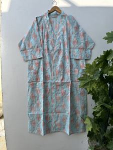 Wholesale Handmade Tiger Printed Kimono Long Cotton Summer Robe Women Customized Nightwear Dress - Product Image 5