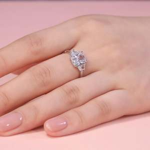 Jeulia Men's Moissanite Three Stone <b>Emerald</b> Cut Rhodium Plated Sterling <b>Silver</b> Engagement <b>Ring</b> - Product Image 5