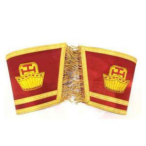 Vente en gros de manchettes Regalia en bleu avec broderie tressée dorée Style gantelet provincial pour uniformes maçonniques - Product Image 4