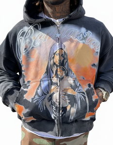 Nueva llegada al mejor precio, sudadera con capucha personalizada con cremallera, logotipo impreso en DTG con diamantes de imitación para hombre, cómoda y adecuada para invierno y otoño - Product Image 3