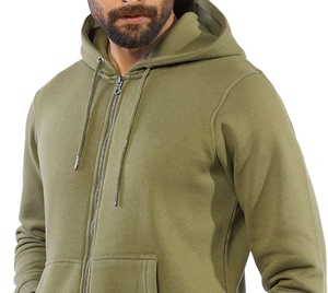 Sudadera con capucha para hombre de alta calidad con cremallera completa bordada impresión personalizada peso pesado invierno patrón sólido algodón poliéster a prueba de viento - Product Image 2