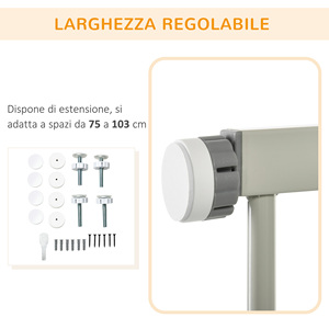 PawHut Push-Pull Puerta para perros con cierre automático, 75-103x76 cm, gris - Product Image 6