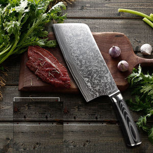 Hecho a mano de acero de Damasco de acero al carbono cocina Chef Clever Bucher cuchillo Pakka mango de madera Funda de cuero de alta calidad personalizado - Product Image 5