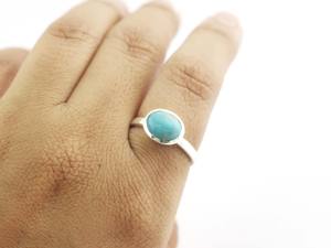 Natural <b>Turquoise</b> Oval Gemstone 925 Sterling Silver Bezel December Birthstone <b>Ring</b> For Unisex - Product Image 4