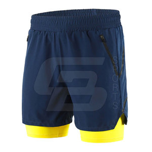 Pantalones cortos deportivos de malla informales de verano de alta calidad para hombre, pantalones deportivos personalizados, cómodos para entrenamiento en el gimnasio, patrón sólido de nailon - Product Image 1