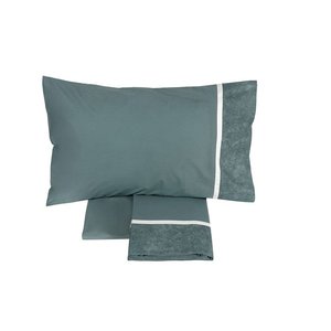 FAZZINI GALUCHAT <b>King</b>-<b>Size</b> Sheet & <b>Pillowcase</b> Set Color FZGAUSHEETSKUSA-273 Style Petroleum Italy - Product Image 1