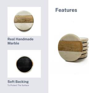 Posavasos de madera con incrustaciones de mármol de primera calidad, diseño de doble tono para protección de mesa moderna y contemporánea para el hogar, incrustaciones de lujo - Product Image 6