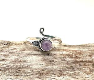 Anillo clásico joyería para mujer plata estilo bohemio joyería 925 plata esterlina amatista piedra preciosa anillo hecho a mano regalo para esposa - Product Image 4