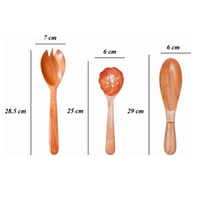 Maya-Set de serveurs en bois de manguier manche en résine bleue SERVEUR À SALADE EN BOIS SET DE 2 KETCHENWAR UNIQUE FAIT À LA MAIN - Product Image 2