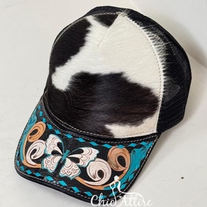 Chapeaux de camionneur en cuir véritable à la mode de haute qualité pour le sport et la vie quotidienne avec des casquettes en maille réglables en cuir de vachette - Product Image 1