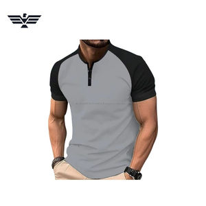 Camiseta Henley de Dos Tonos para Hombre | Camiseta informal de algodón de manga corta con contraste de color personalizado - Product Image 4