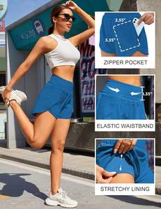 Pantalones cortos para mujer, pantalones cortos atléticos de cintura alta, pantalones cortos elásticos impermeables para gimnasio y entrenamiento con bolsillo para correr y Deportes - Product Image 3