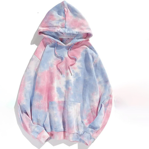 Automne hiver unisexe sweats à capuche personnalisé sweat rose bleu dégradé cravate teinture impression lâche cordon flanelle tissu Hip Hop Style - Product Image 2