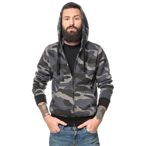 Sudaderas con capucha y cremallera con estampado de camuflaje de diseño personalizado, abrigo de invierno ajustado de manga larga con patrón sólido, sudaderas con capucha para hombre - Product Image 1