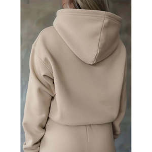 Completo due pezzi da donna a maniche lunghe con stampa '<span class=keywords><strong>Nope</strong></span>' e vita a costine, 29365 - Beige - Product Image 3
