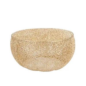 Mesa de centro de base con diseño de malla metálica con acabado dorado para sala de estar, muebles decorativos para el hogar, mesa de centro - Product Image 2