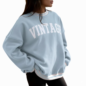 Sweat-shirt oversize à col montant pour femme en molleton de coton, coupe ample, décontracté, streetwear, chaud pour l'hiver, écologique, tendance - Product Image 1