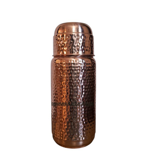 Elegante botella de agua de cobre puro martillado con tapa de cobre hecha a mano duradera perfecta para regalar o Hidratación Diaria - Product Image 2