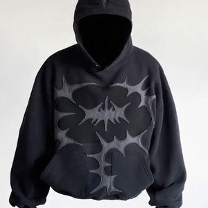 Sweat à capuche surdimensionné lavé à l'acide en détresse fabriqué au Pakistan avec bas coupé vintage ourlet brut sweats à capuche courts hommes - Product Image 5