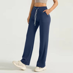 Pantalones de pierna ancha de talla grande de calidad superior para niñas Yoga transpirable Jogging Ciclismo con bolsillo frontal plano - Product Image 1